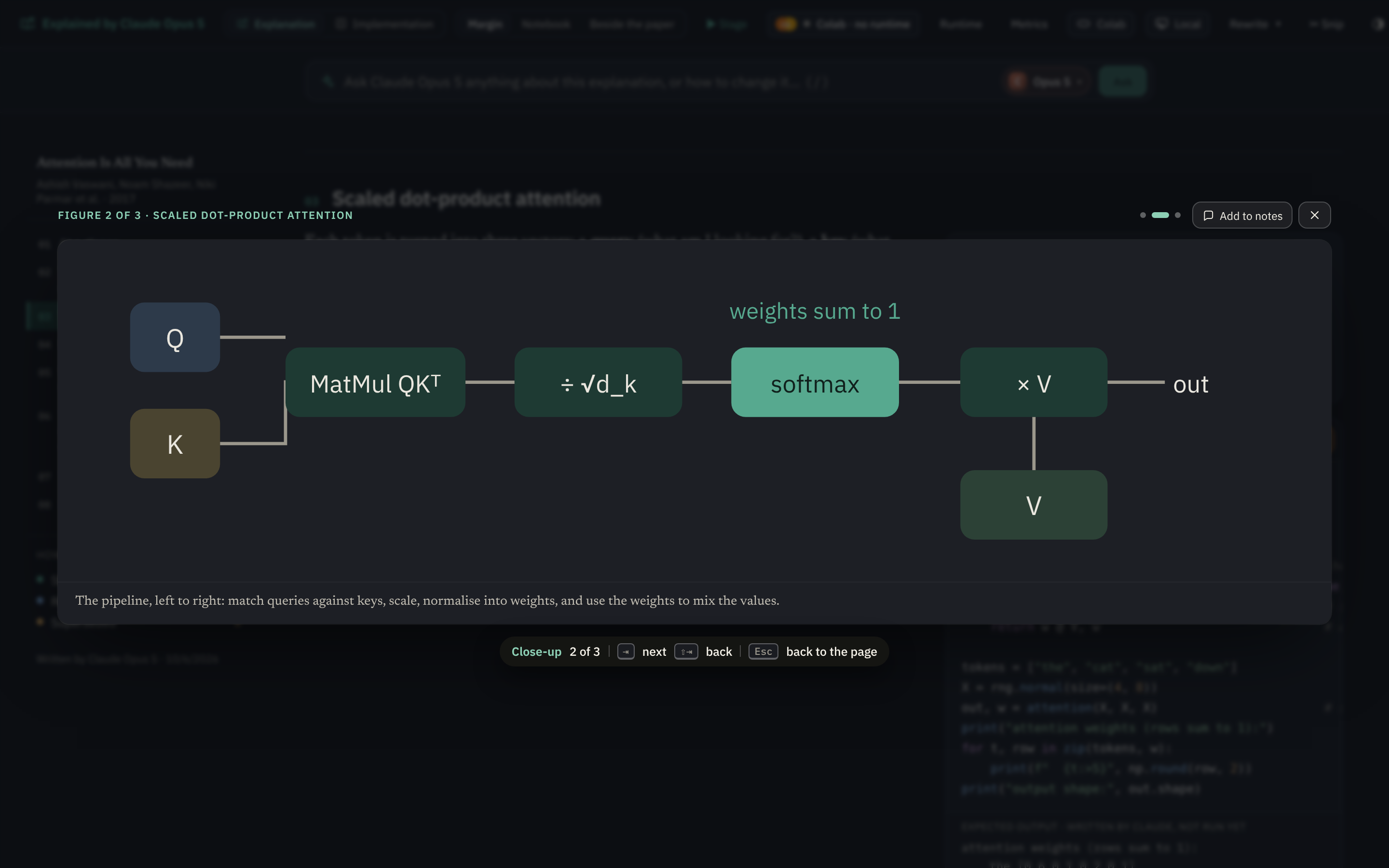 The close-up in the dark theme: the card in the dark surface, the figure in the dark palette